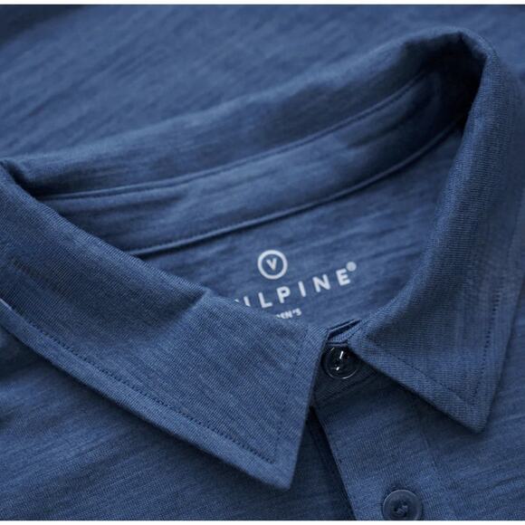 Vulpine Merino Wool Polo Long Sleeve Large Blue Cycling Commuter Performance - Picture 4 of 9